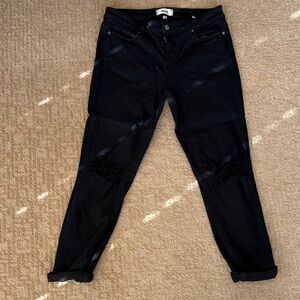 PAIGE Black Distressed Skinny Jeans